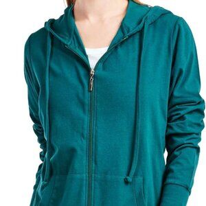 Women's Medium Peacock Cotton Zip Up Hoodie - Stylish Lightweight Jacket